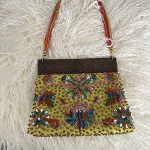Meera Mahadevia Mini Silk Beaded Handbag.